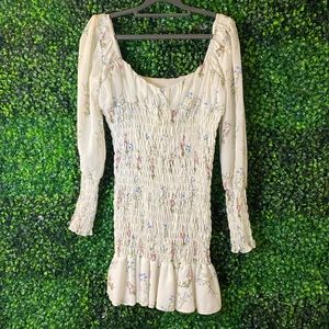 70/21 White Floral Mini Dress Size Medium